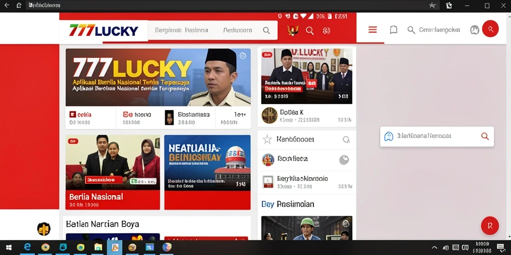 Tampilan antarmuka aplikasi 777LUCKY yang menawan untuk berita nasional.