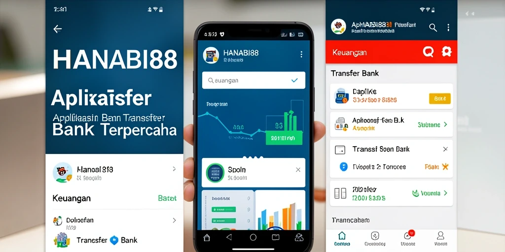 Screenshot aplikasi HANABI88 menunjukkan fitur transfer bank yang mudah digunakan.
