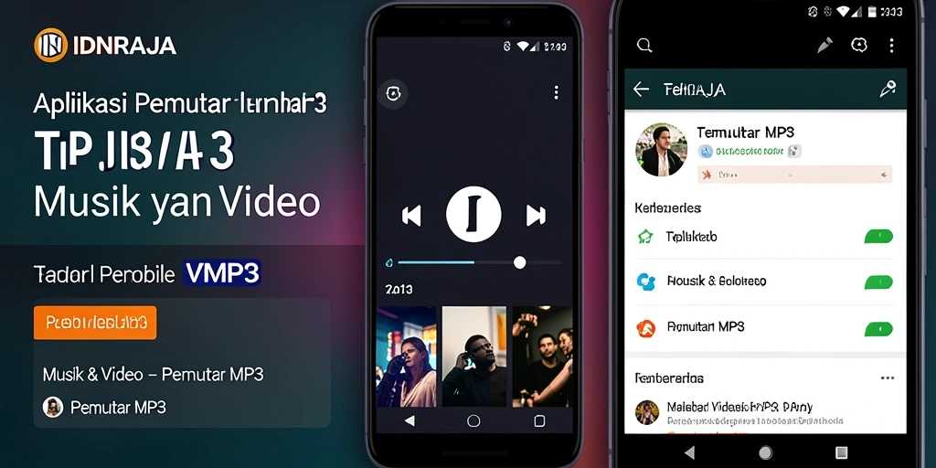 Tampilan antarmuka aplikasi Pemutar MP3 IDNRAJA yang menarik dan mudah digunakan.