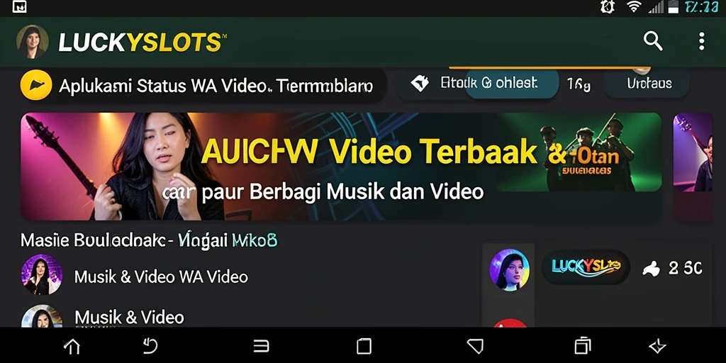 Antarmuka aplikasi LUCKYSLOTS untuk status WA yang menarik dan mudah digunakan.