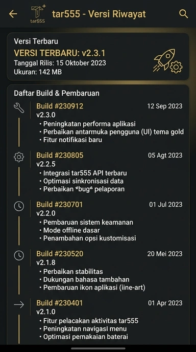 Riwayat Versi Tar555 untuk Pengguna Android